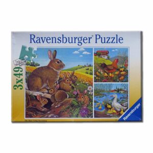 3 x 49 Teile Puzzle Tierkinder